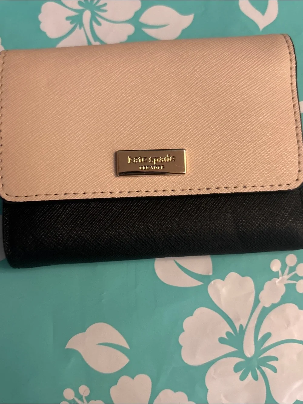 kate spade Blush and Black Compact Fold Wallet